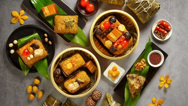 ▲天成飯店因應端午檔期,也推出「寧式東坡肉粽」與養生素食「紅藜北菇素粽」等創意粽。(圖/天成飯店提供)