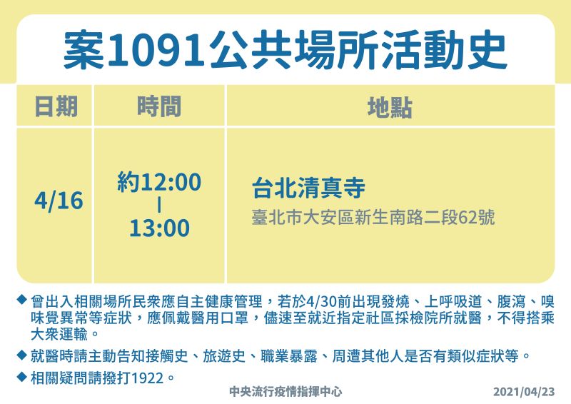 ▲指揮中心公布染疫機師足跡。(圖/指揮中心提供)
