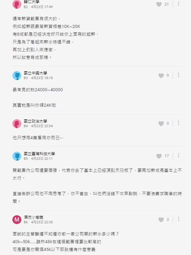 ▲當原PO開出筆錢份工作高3千的待遇時,本來笑容滿面的面試主管突然臉色一變,並對原PO說「你很不客氣,這個數字我需要再思考」。(圖/翻攝《Dcard》)