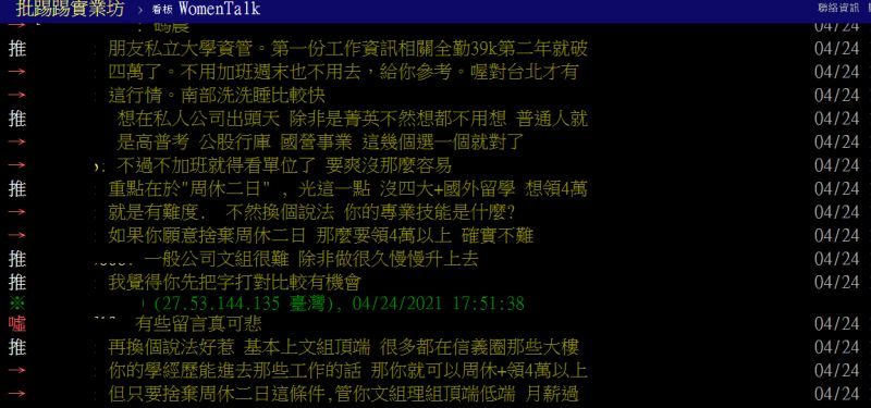 ▲多數網友認為不用加班就能破4萬月薪的工作，在目前相當罕見。（圖／翻攝PTT）