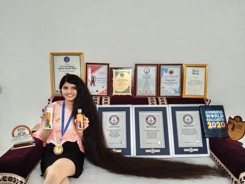 ▲擁有全球最長頭髮的印度少女柏特（Nilanshi Patel）。（圖／翻攝自推特）