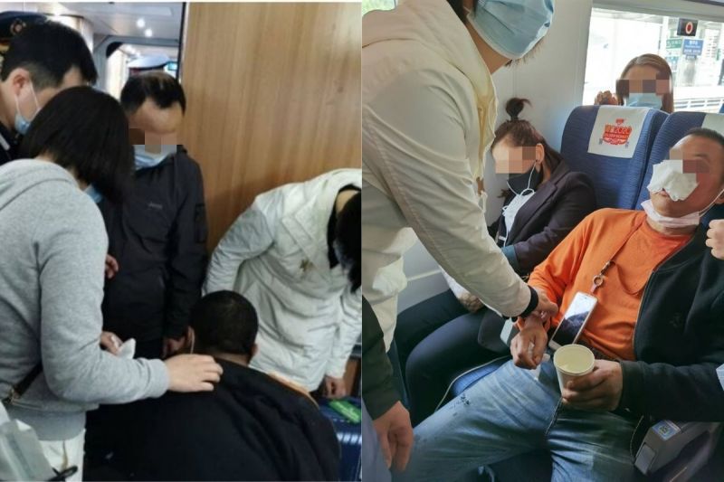 ▲由於55名醫務人員剛結束3天的培訓課程,正在搭上這台列車,因此迅速在車廂展開急救。(圖/翻攝自《封面新聞》