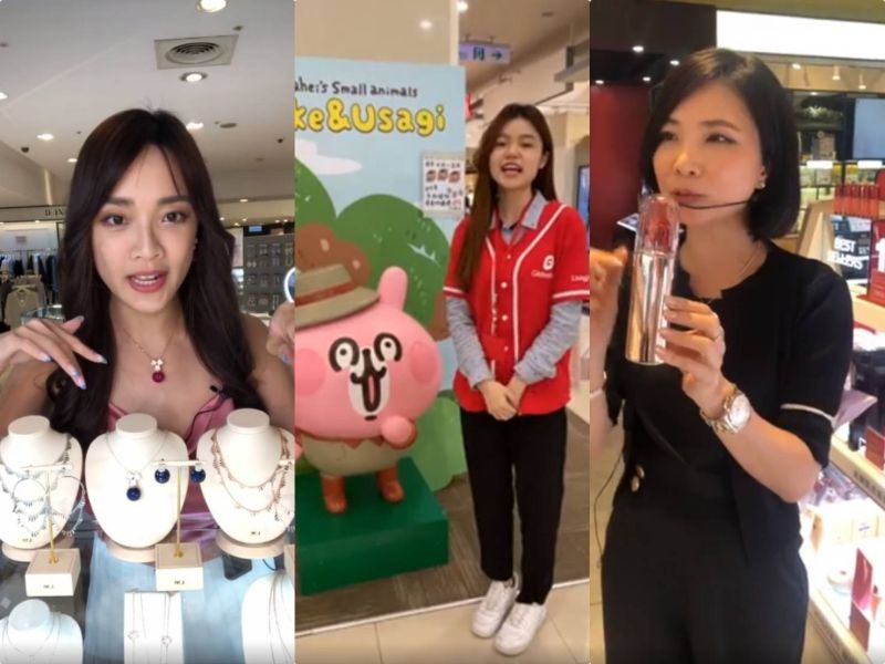 ▲去(2020)年爆發新冠肺炎疫情,台灣百貨業者反而加速產業思想轉彎、策略更靈活與彈性,興起「打空戰」,瘋直播就是其中一個例子。(圖/擷取自SOGO百貨、環球購物中心中和店、新光三越南西店臉書)