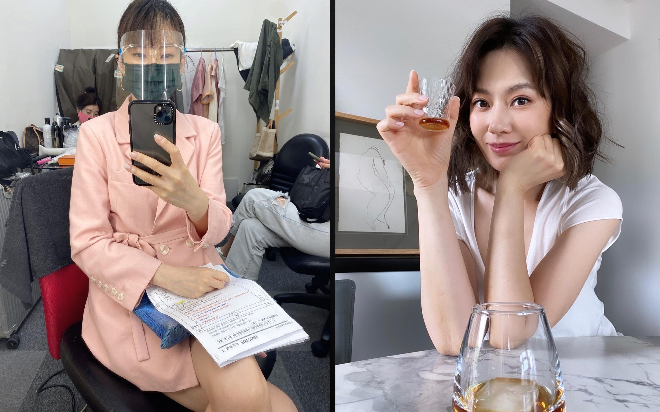 ▲Melody在家放鬆小酌，出門則做足防疫措施。（圖／翻攝Melody IG）