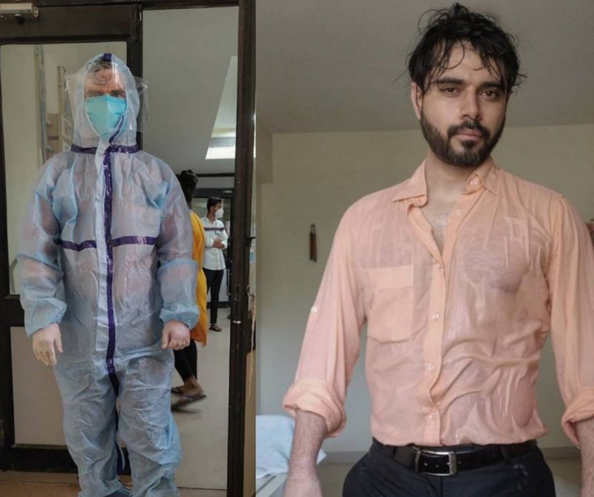 ▲印度有位叫馬瓦納的醫師，日前在推特上分享自己工作一整天脫下防護衣後，汗流浹背的照片，顯示醫護人員的辛苦，吸引超過13萬人按讚。（圖／翻攝自DrSohil推特）
