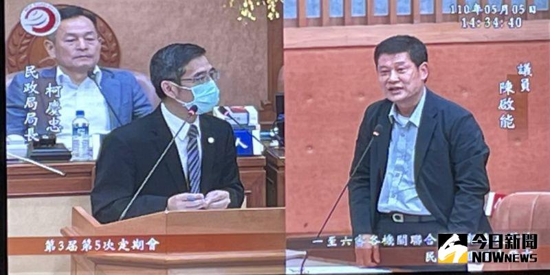 ▲民進黨新北市議員陳啟能今日質詢民政局長柯慶忠,「疫情升溫,是否思考停辦里鄰的活動?」(圖/記者陳志仁攝,2021.05.05)