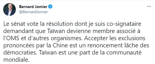 ▲▼法國多位國會議員陸續在推特等平台上，表達對台灣的支持。（圖／翻攝自推特）