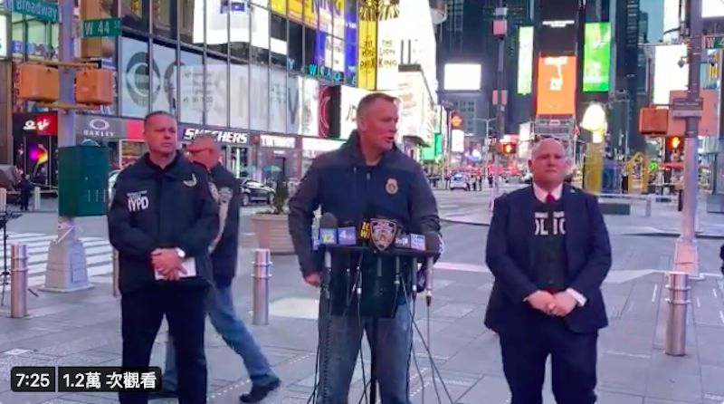 ▲紐約警方表示，時報廣場8日下午驚傳槍響，導致2名女性、1名女童受傷。（圖／翻攝自紐約警察官方Twitter@NYPDnews）