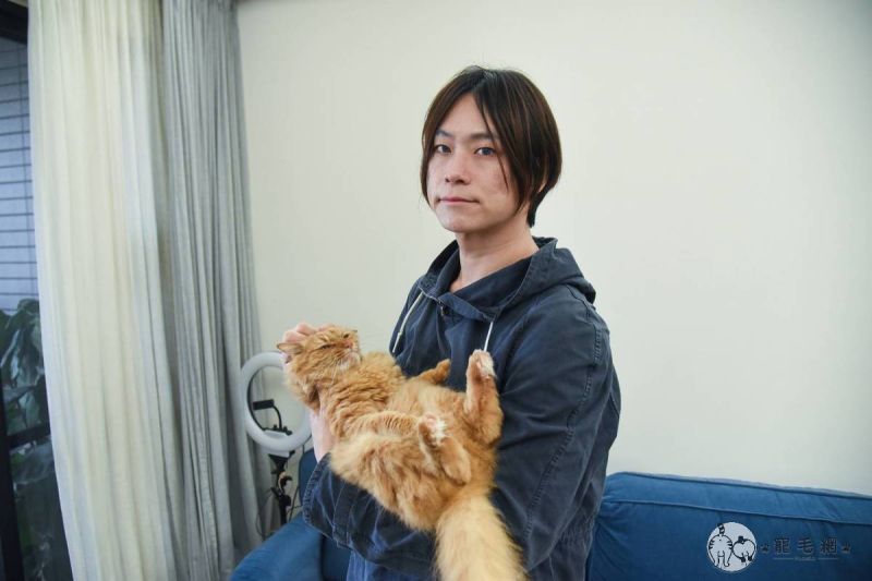 ▲貓行為獸醫師林子軒抱著愛貓「橘小橘」，笑說自己養到問題貓，才誤打誤撞踏上貓行為專家的路。（圖／寵毛網拍攝）