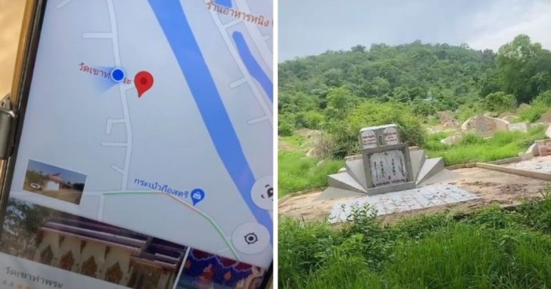 ▲泰國一名food panda外送員就在一次送餐時跟著谷歌導航來到一處公墓，讓他差點被嚇個半死。(圖/擷取自boychainat/TikTok)