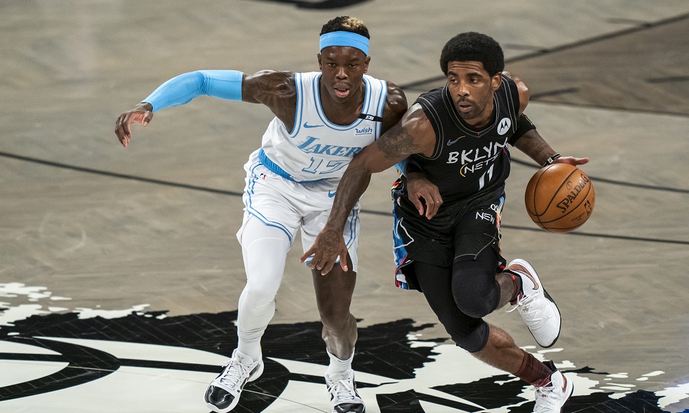 ▲Kyrie Irving和Dennis Schroder(左)在場上較量。（圖／美聯社／達志影像）