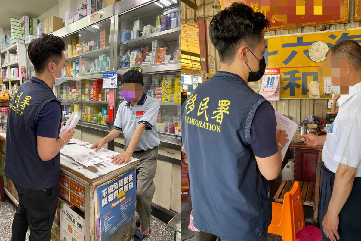 ▲南區事務大隊雲林縣專勤隊配合中央防疫措施，連日來透過多元管道，派員至小吃店、東南亞商店、藥局、宗教處所、計程車行及客運車站等外來人口易聚集場所進行防疫宣導，同時鼓勵曾經出入臺北市萬華或周邊地區之失聯移工或逾期外籍人士出面採檢或治療方案。（圖/移民署南區事務大隊雲林專勤隊提供）
