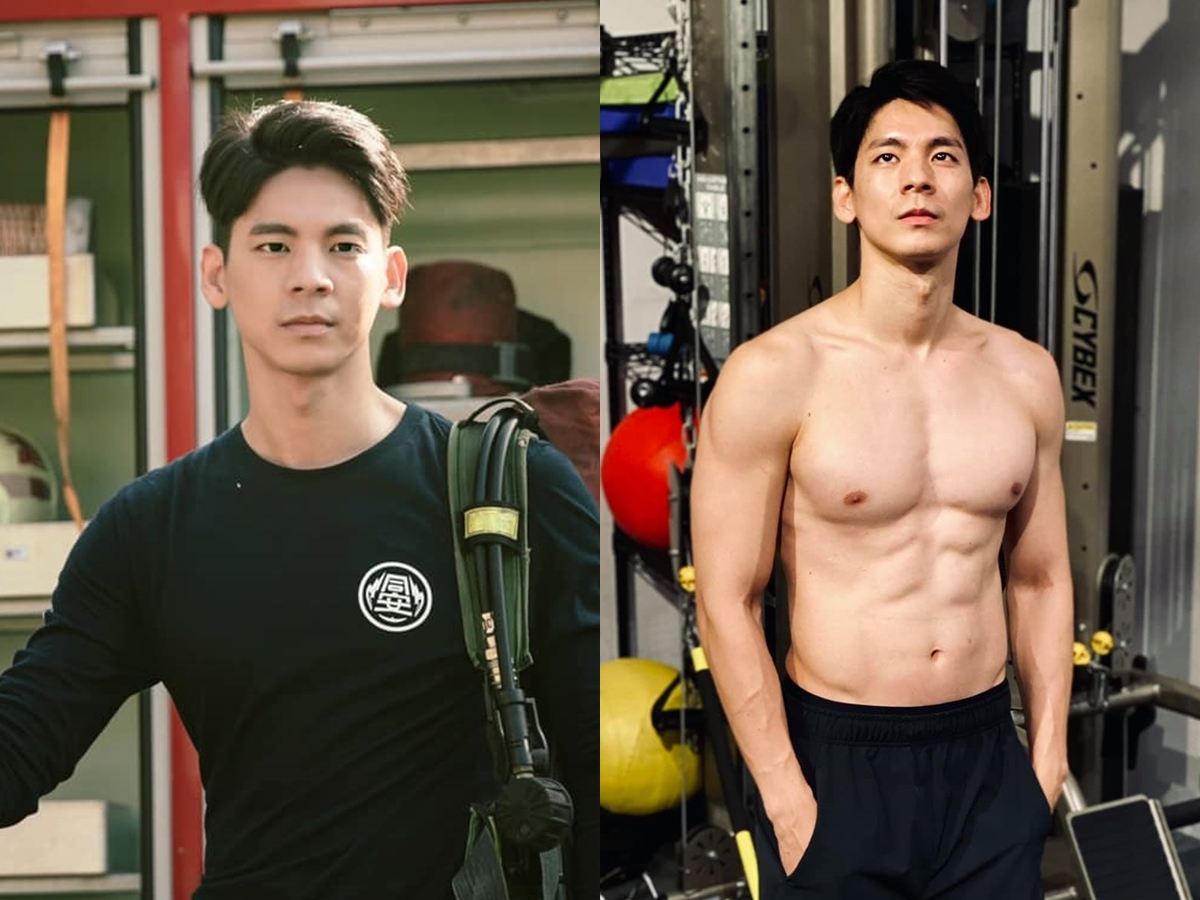 ▲林柏宏為《火神的眼淚》增重7公斤，脫衣秀出壯碩胸肌。（圖／翻攝林柏宏臉書）