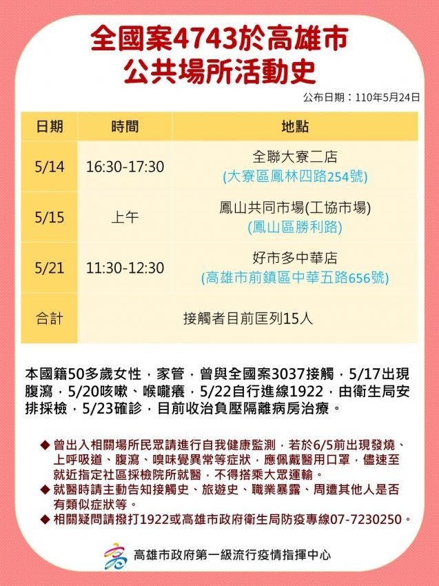 ▲案4743活動史。(圖/翻攝自高雄市衛生局官網)