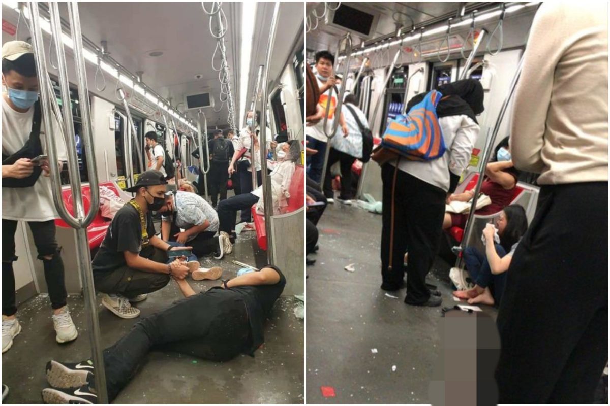 ▲馬來西亞首都吉隆坡24日晚間發生嚴重的輕鐵列車事故，導致213名乘客受傷，當中47人重傷。（圖／翻攝自海峽時報）