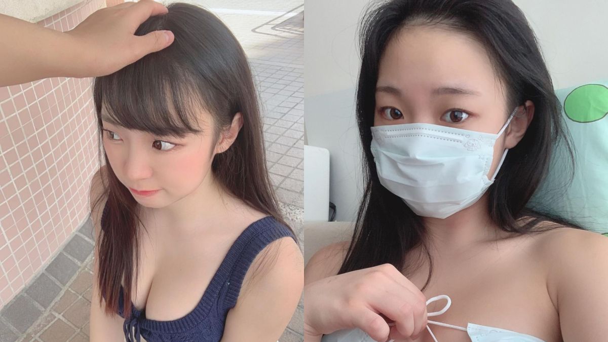 ▲童顏網美晴兒把口罩變胸罩。（圖／晴兒IG）