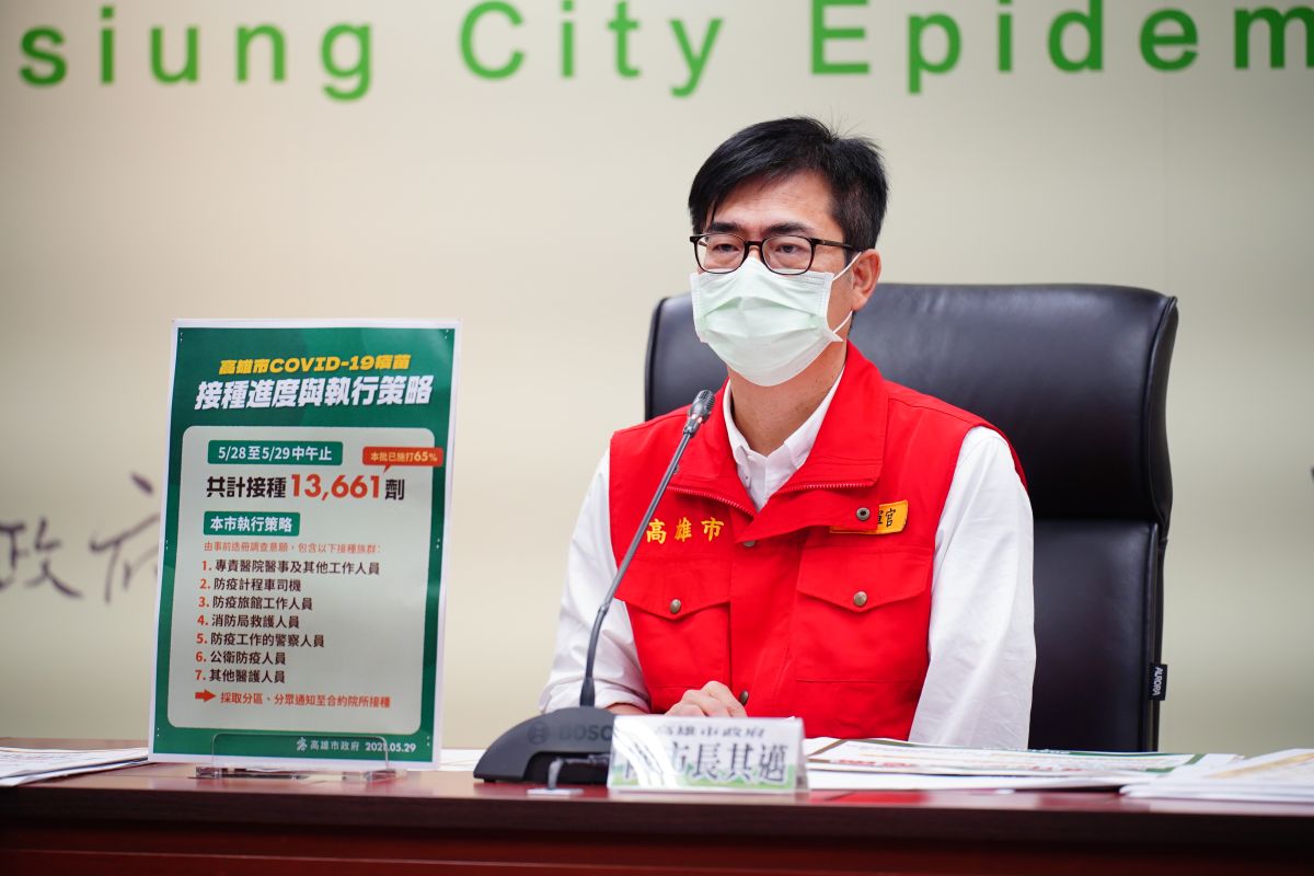 ▲陳其邁表示，截至昨（30）日中午，高雄已經打完配送疫苗數量的65%。（圖／高雄市政府提供）