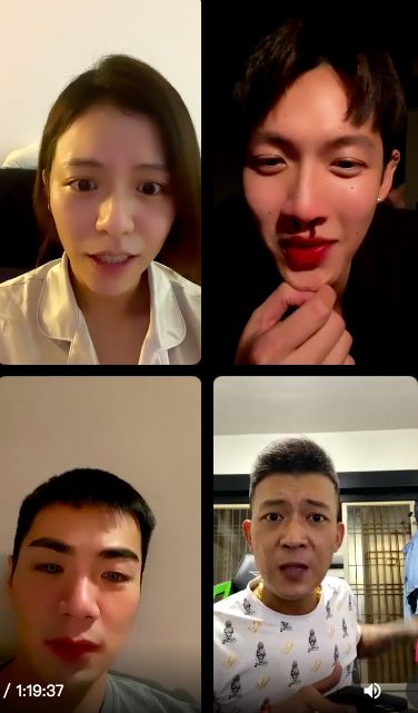 ▲▲鳳梨鼠薯在與宋芸樺、柯震東、禾浩辰直播時狂罵。(圖/翻攝宋芸樺IG)