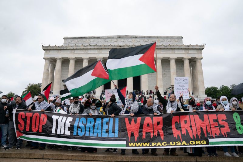逾千人華府示威挺巴勒斯坦　籲美停止援助以色列
