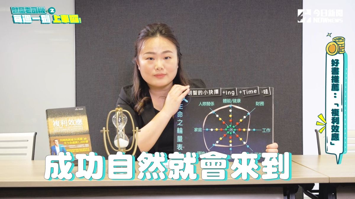 ▲主持人黃丹本周力推《複利效應：6步驟引爆收入、生活和各項成就倍數成長》，濃縮這本書6步驟、8大自我量表和觀眾分享「複利效應」的概念。
