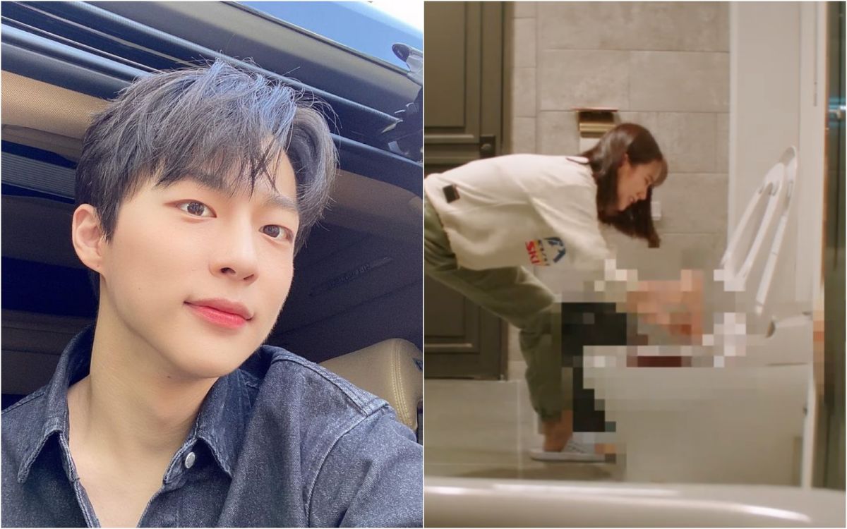 ▲裴仁赫（左）為了跟惠利見面，教她通馬桶。（圖／裴仁赫IG、翻攝愛奇藝國際站）