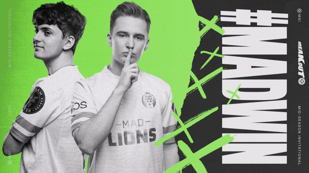 歐洲新科冠軍MAD在首場比賽中擊敗PSG拿下今年MSI的首勝。   圖：翻攝自LoL Esports推特