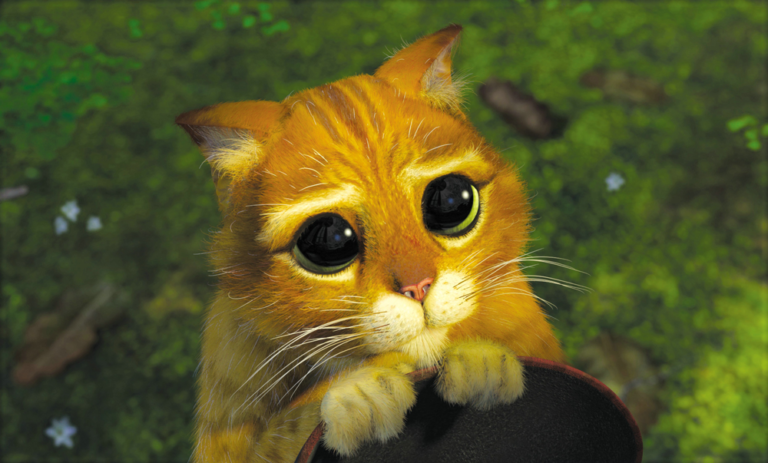 《史瑞克》中某一幕是鞋貓裝可愛。(圖/Facebook@ Shrek)