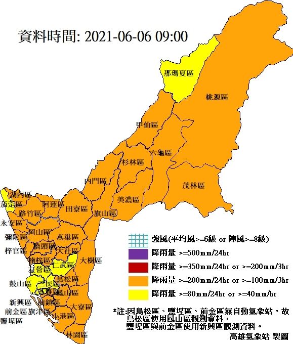 ▲高雄雨勢驚人。（圖／高雄氣象站提供）