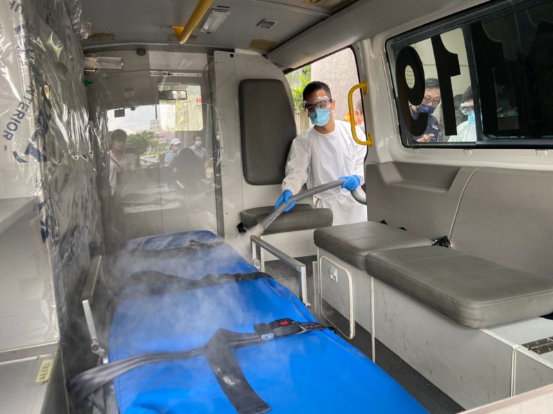 消毒救護車分秒必爭　科技公司捐次氯酸水霧化器
