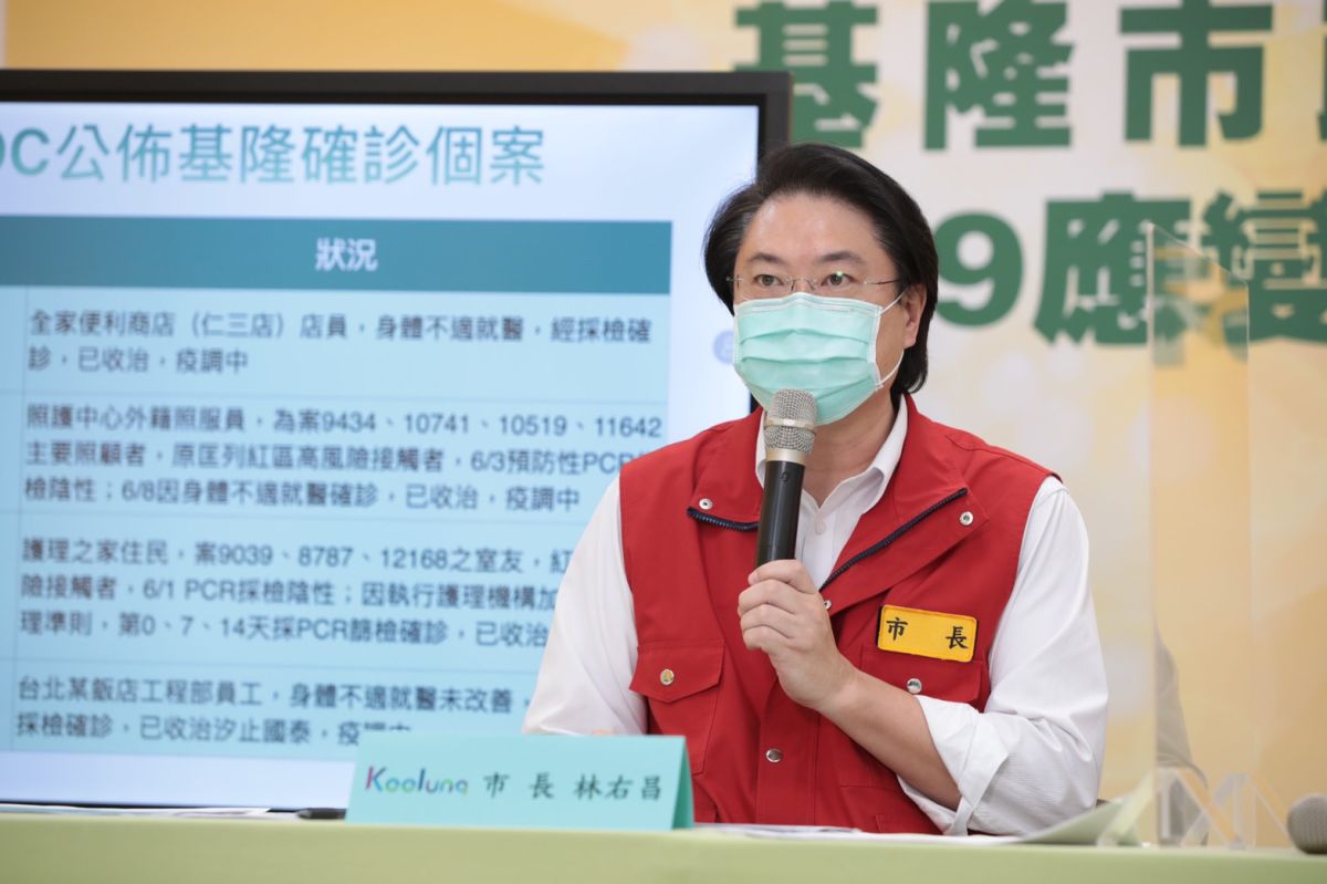 ▲林右昌表示，民眾若是出現疑似染疫的症狀，或與確診個案的足跡重疊，都可主動預約進行篩檢。（圖／基隆市政府提供）