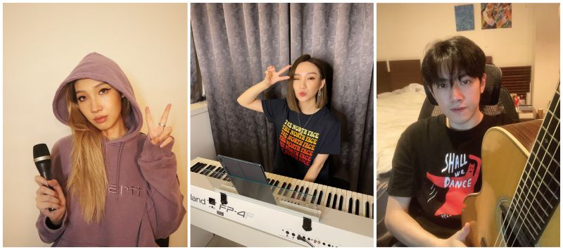 ▲Karencici(左圖起)不停吃餅乾,意外成為閻奕格、李友廷創作歌曲的靈感。(圖/華研國際提供)
