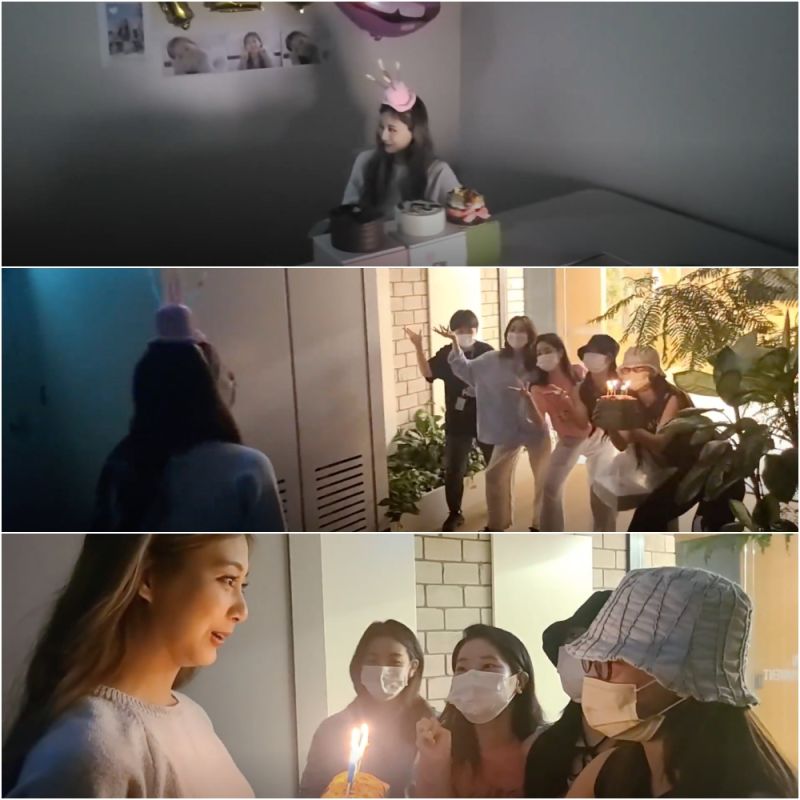▲TWICE成員製造驚喜嚇子瑜。(圖/VLIVE)
