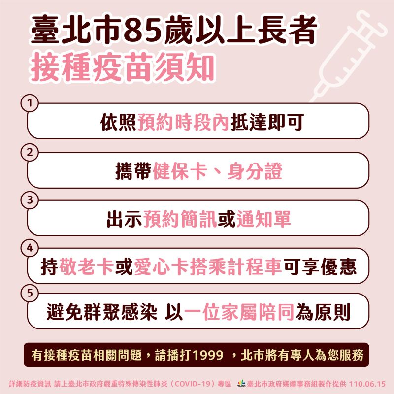 ▲台北市政府針對年長者預約施打疫苗的狀況，公布施打前的須知資訊。（圖／台北市政府提供）