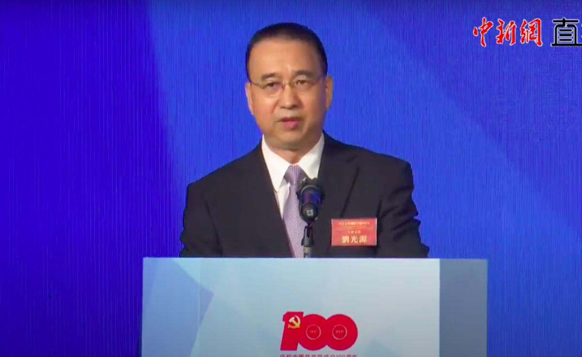 ▲中國外交部駐港代表劉光源表示，訂定反外國制裁法，是反擊霸權主義和強權政治的迫切需要。中國外交部駐港代表劉光源。（圖／翻攝自中新網直播影片）