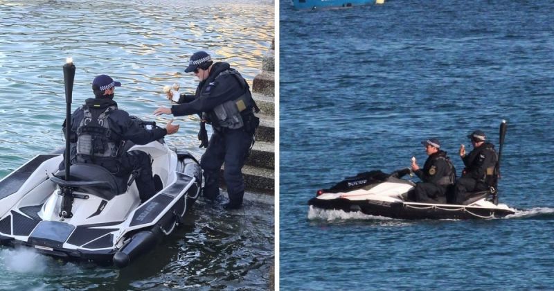 英國警察海上巡邏吃冰淇淋　雙載超萌畫面讓網友全融化
