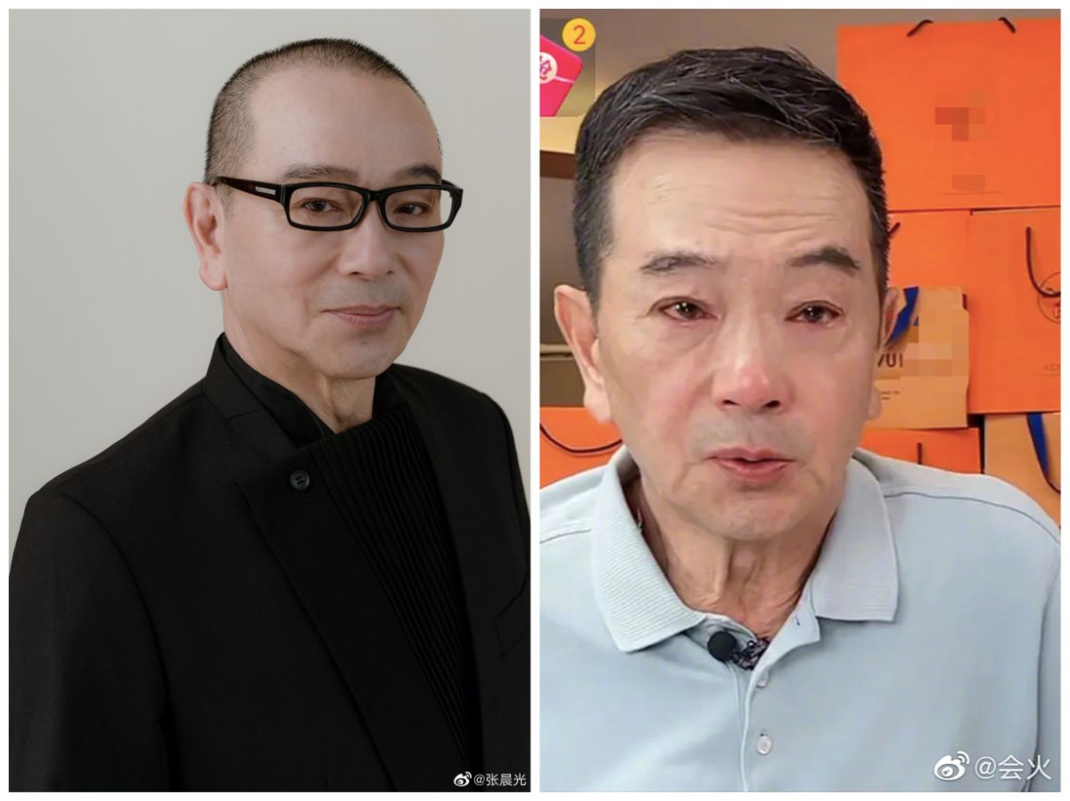 ▲張晨光在大陸直播賣貨遭網友留言攻擊，讓他不禁潸然淚下。（圖／翻攝會火微博、張晨光微博）