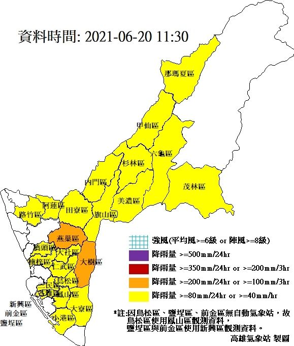 ▲高雄雨勢驚人。（圖／高雄氣象站提供）