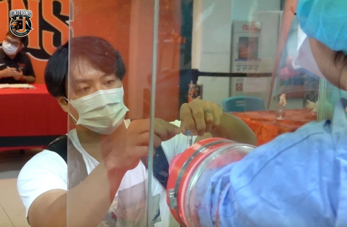 ▲統一獅蘇智傑，接受快篩。（統一獅提供）