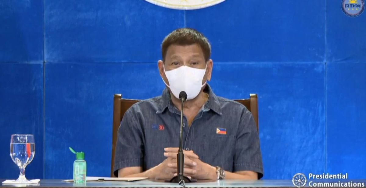 ▲杜特蒂在21日表示，拒絕接種2019新型冠狀病毒的民眾，將被送去監獄。（圖／翻攝自總統直播大會）