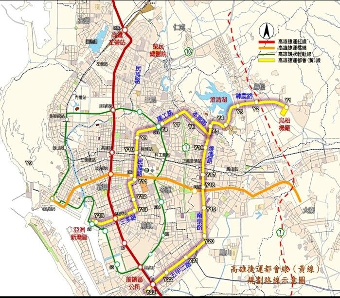 ▲高雄捷運都會線(黃線)路線示意圖。（圖／高市府捷運局提供）