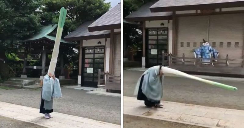 日本寺廟每年辦綠蔥頭儀式　超萌活動影片曝光網友笑翻
