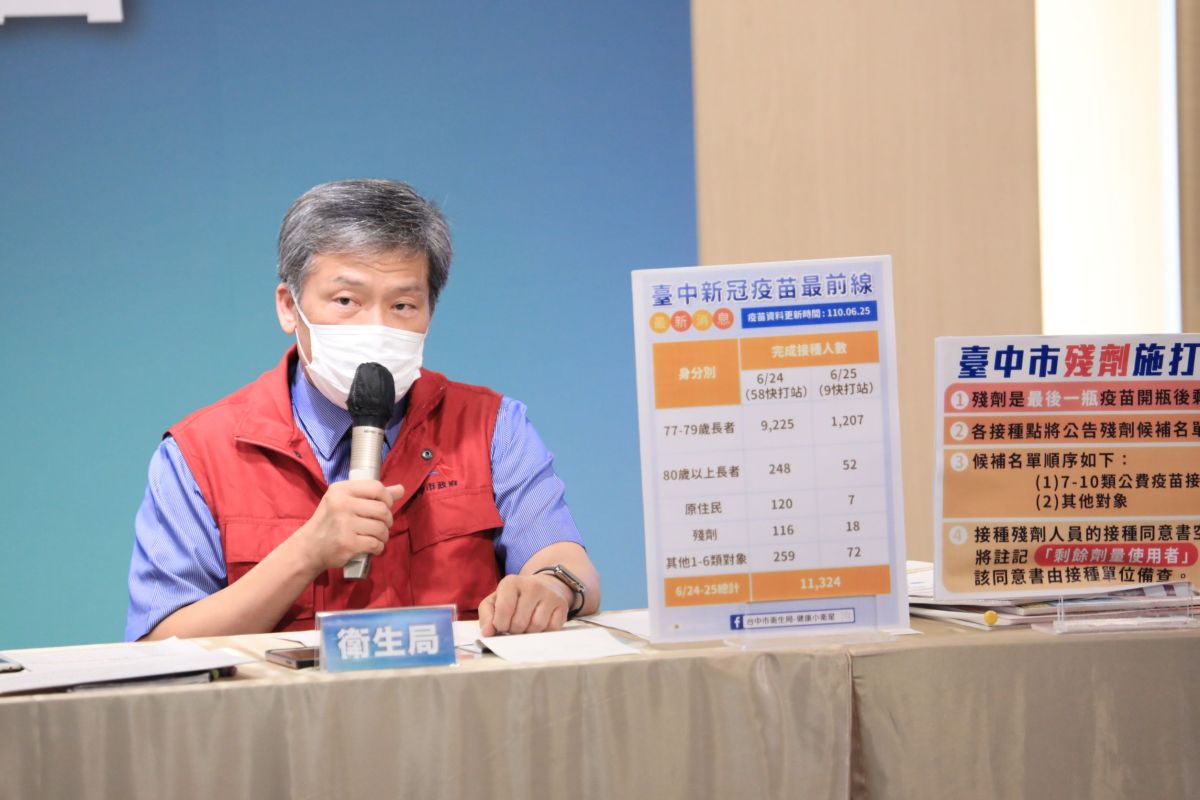 ▲中市衛生局長曾梓展說明，(25) 日新增1例本土確診個案(圖／市政府提供2021.6.25)