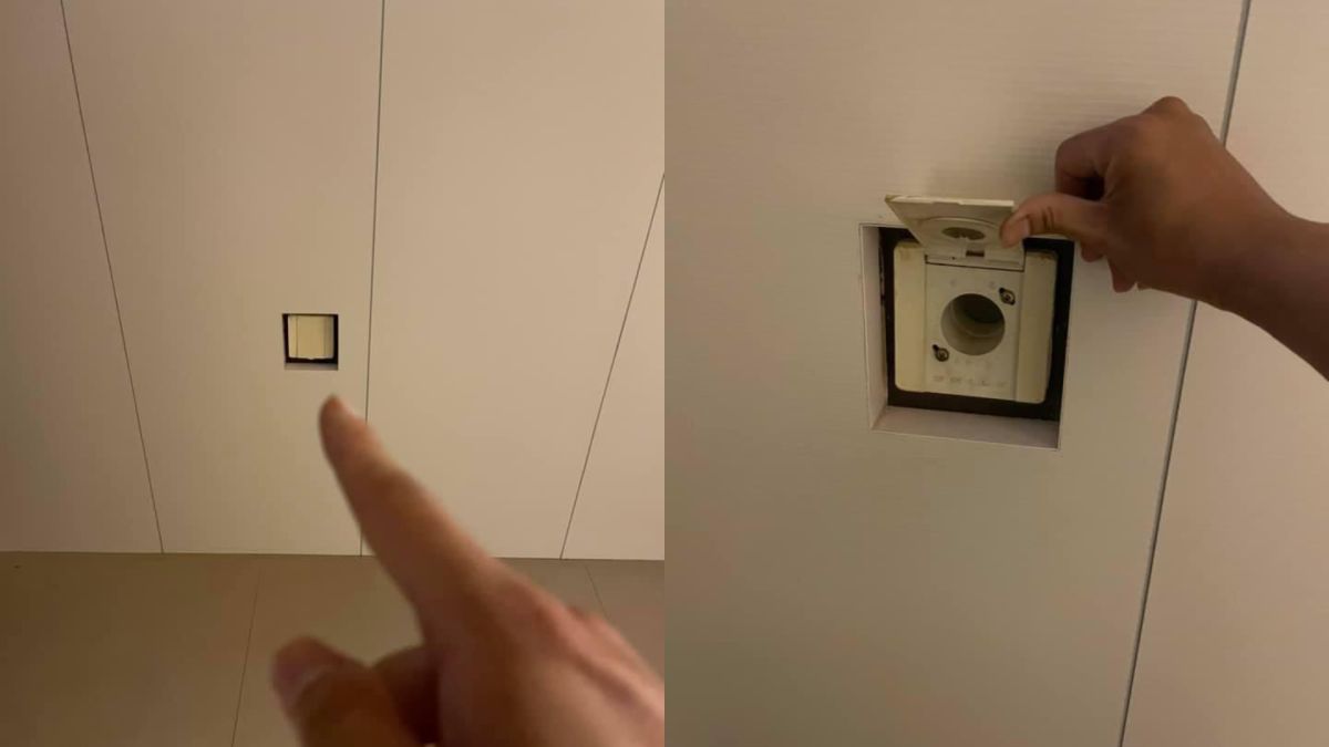 ▲有網友入住新住處，發現牆上設有用途不明的孔洞。（圖／翻攝PTT）