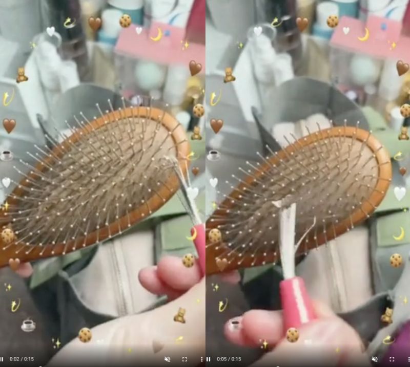 ▲原PO示範如何使用清梳器。(圖/翻攝自《Dcard》)
