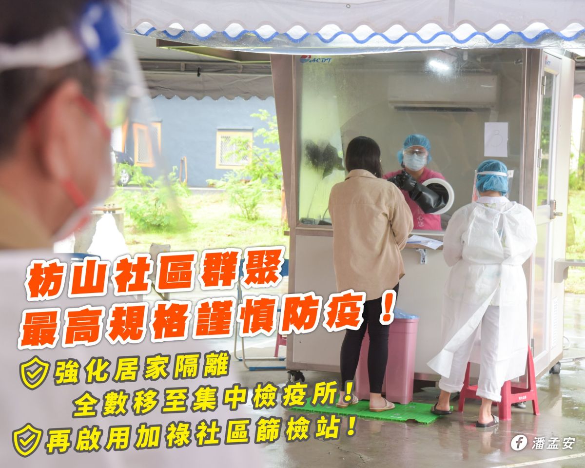 ▲屏東縣長潘孟安在臉書發文，表示枋山社區群聚案的所有居家隔離者，全數轉進集中檢疫所隔離。（圖／翻攝自潘孟安臉書專頁）