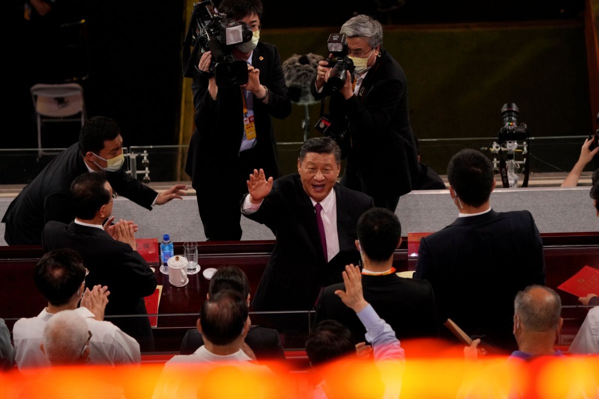 ▲中國國家主席習近平，在中共百年黨慶前，首次頒授七一勳章並發表重要講話。（圖／美聯社／達志影像）