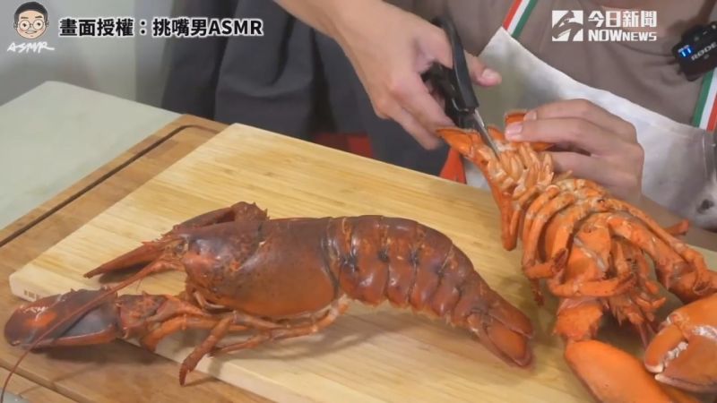 ▲挑嘴男ASMR準備兩支龍蝦大快朵頤。(圖/挑嘴男ASMR