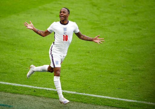 ▲英國金童Raheem Sterling對德國踢進重要一球。（圖／美聯社／達志影像）