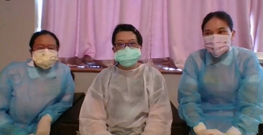 ▲台大醫院今（30）日分享收治一位確診孕婦，緊急剖腹母子均安，現在產婦媽媽（圖中）已經恢復健康解隔離也準備出院，寶寶則是多次PCR檢驗都是陰性。（圖／擷取自台大醫院線上記者會）