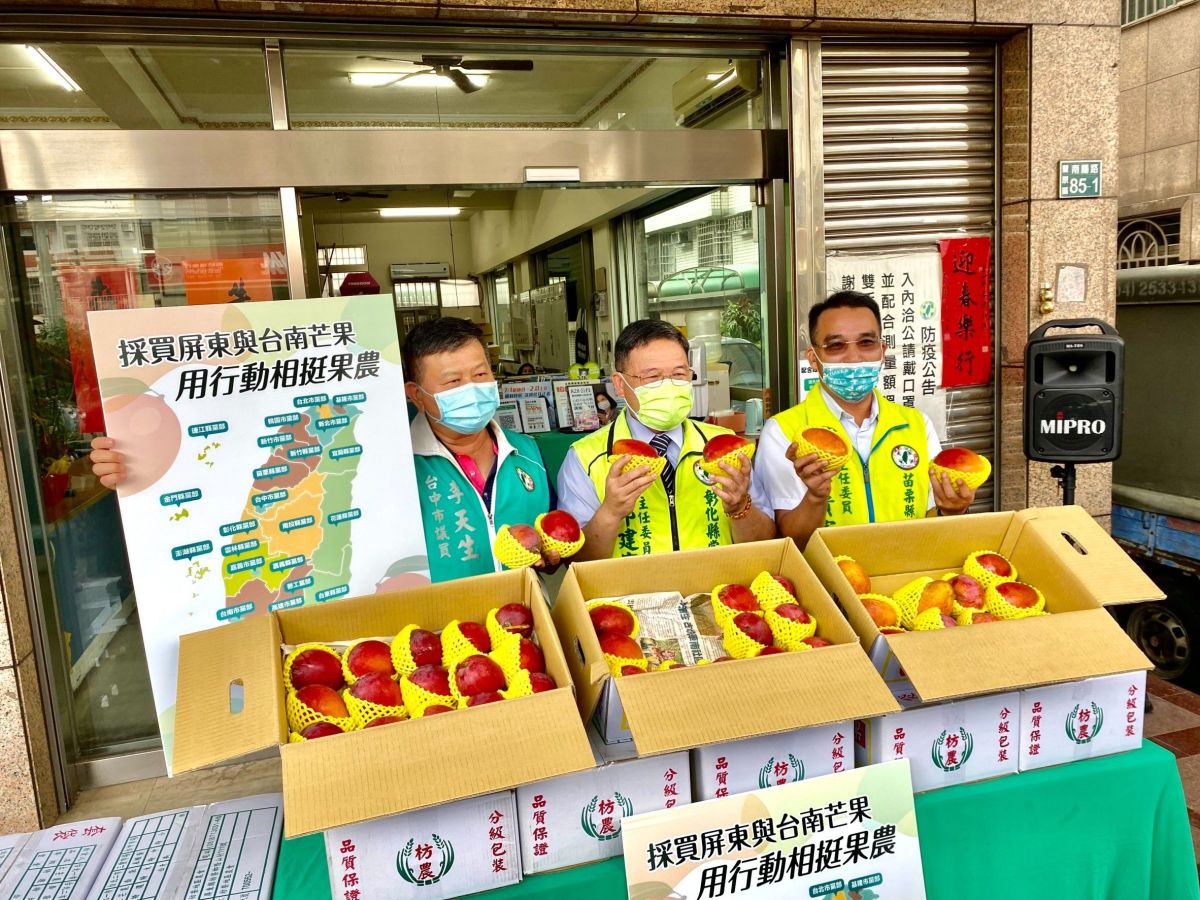 ▲民進黨全國主委聯誼會發起「採買屏東與台南芒果、用行動相挺果農運動」。每箱500元，向民進黨各縣市黨部聯絡。(圖／民進黨台中黨部提供2021.6.30)